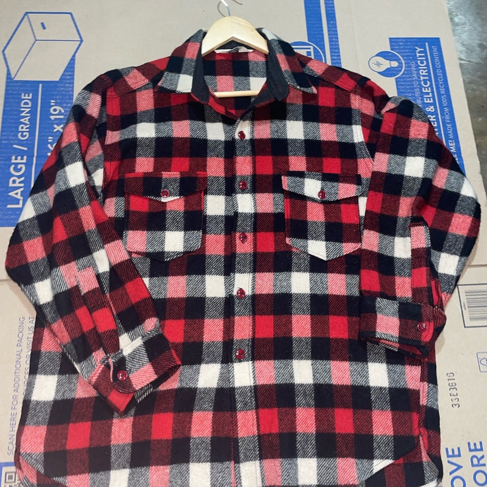 Vintage Woolrich Flannel Sz 17 Red Plaid